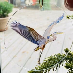 Blue heron Christmas Ornament double sided
